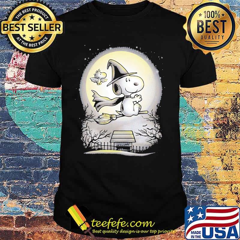 Happy halloween dog and woodstock witch moon shirt Happy halloween dog and woodstock witch moon shirt