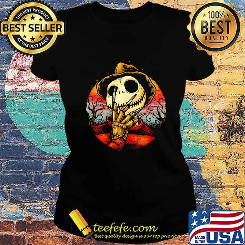 Happy halloween freddy krueger jack skellington vintage s Ladies tee Happy halloween freddy krueger jack skellington vintage s Ladies tee