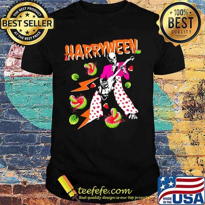 Happy halloween harry styles skeleton playing guitar watermelon shirt