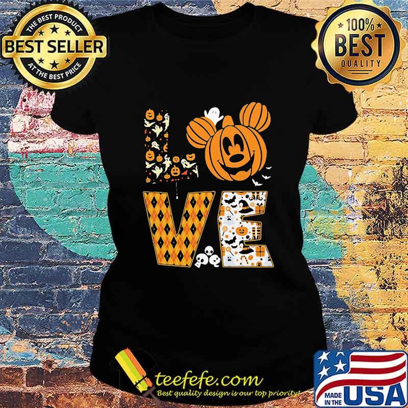 Happy halloween love mickey mouse pumpkin s Ladies tee Happy halloween love mickey mouse pumpkin s Ladies tee
