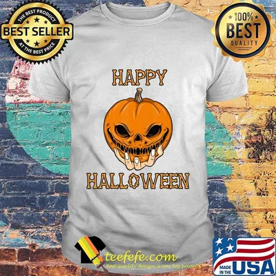 Happy Halloween Shirt Women Men Bones Scary Pumpkin Face T-Shirt