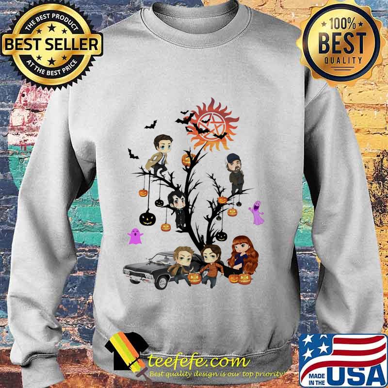 Happy halloween tree supernatural characters chibi s Sweater Happy halloween tree supernatural characters chibi s Sweater