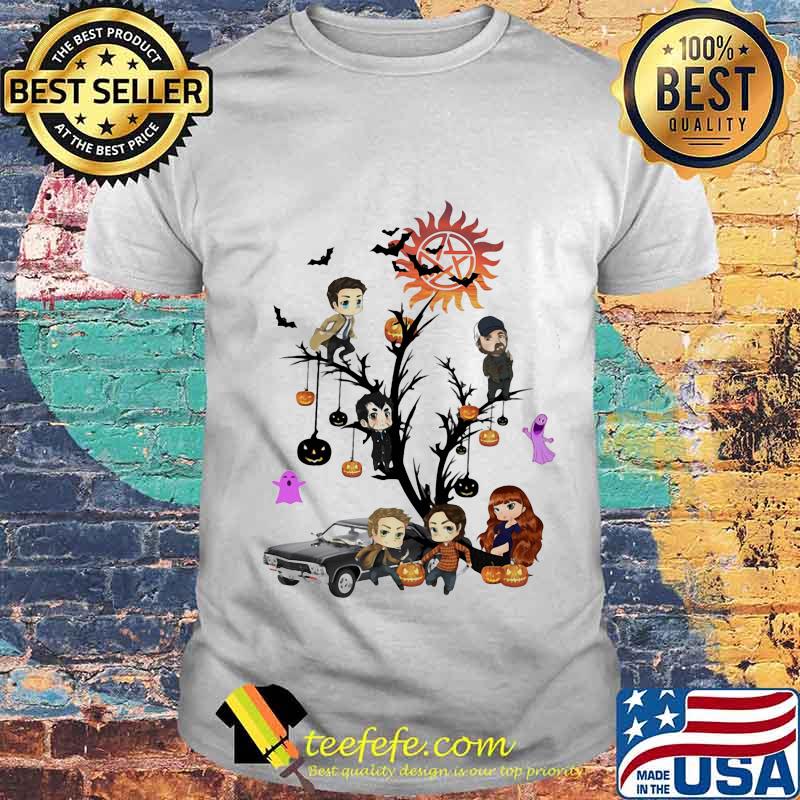 Happy halloween tree supernatural characters chibi shirt