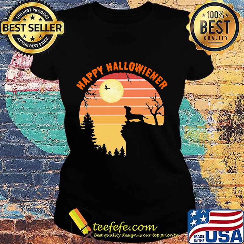 Happy Hallowiener Dachshund Moon Vintage Retro Shirt Ladies tee Happy Hallowiener Dachshund Moon Vintage Retro Shirt Ladies tee