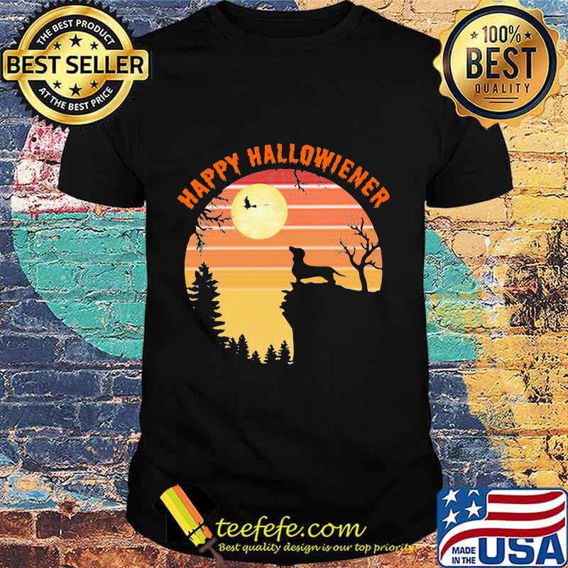 Happy Hallowiener Dachshund Moon Vintage Retro Shirt Happy Hallowiener Dachshund Moon Vintage Retro Shirt