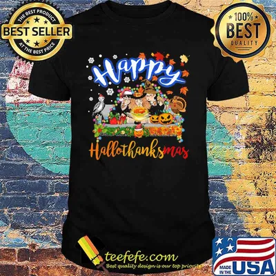 Harry potter happy hallothanksmas halloween thanksgiving christmas shirt