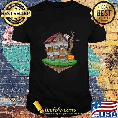 Haunted House On Halloween Crow Spooky Jack o Lantern T-Shirt