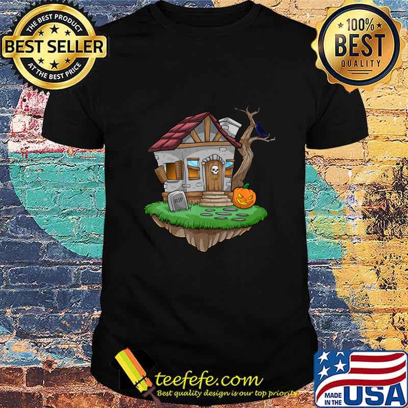 Haunted House On Halloween Crow Spooky Jack o Lantern T-Shirt