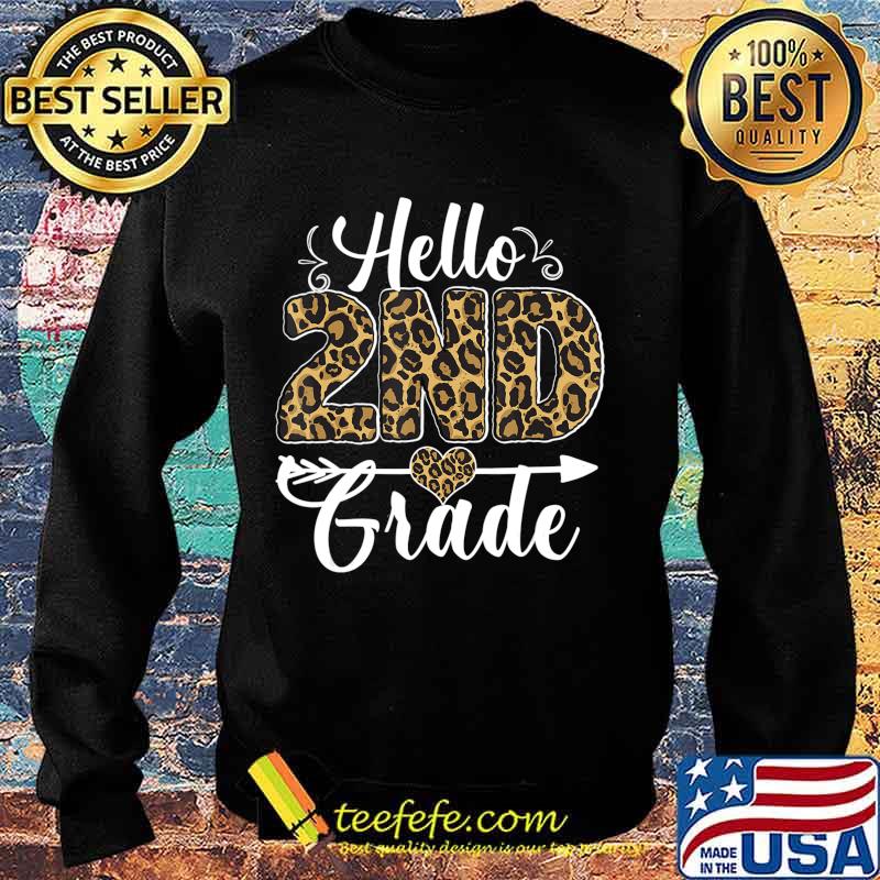 Hello 2nd Grade Leopard Print Second Grade Teacher Gift Kids T-Shirt Sweater Hello 2nd Grade Leopard Print Second Grade Teacher Gift Kids T-Shirt Sweater