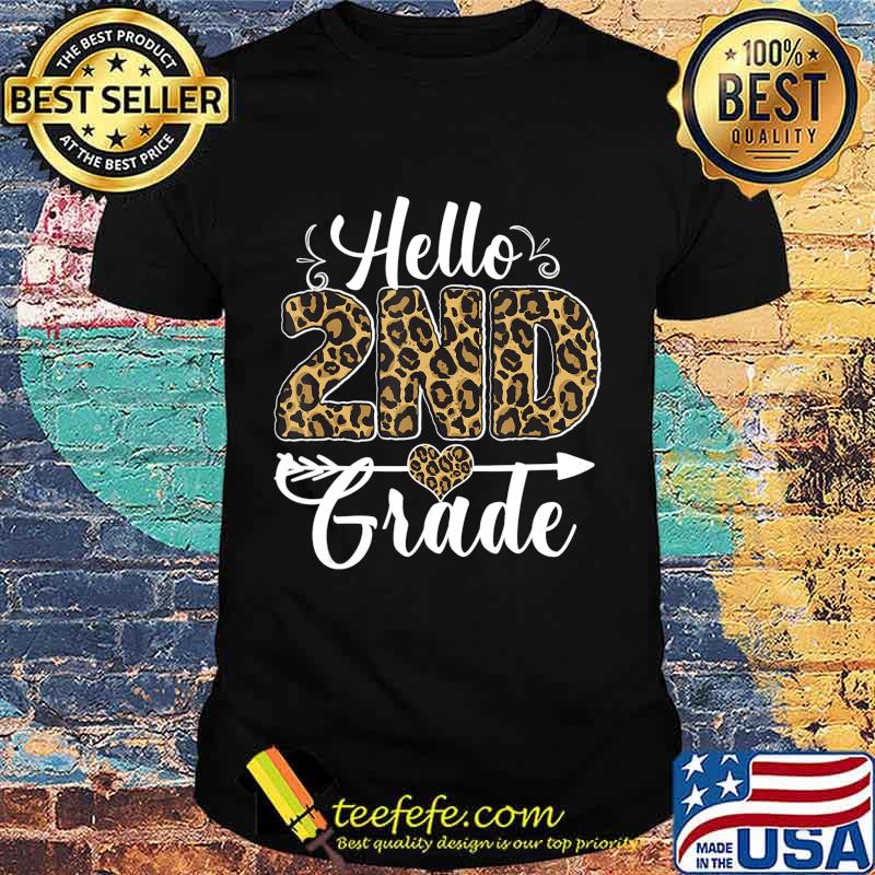 Hello 2nd Grade Leopard Print Second Grade Teacher Gift Kids T-Shirt Hello 2nd Grade Leopard Print Second Grade Teacher Gift Kids T-Shirt