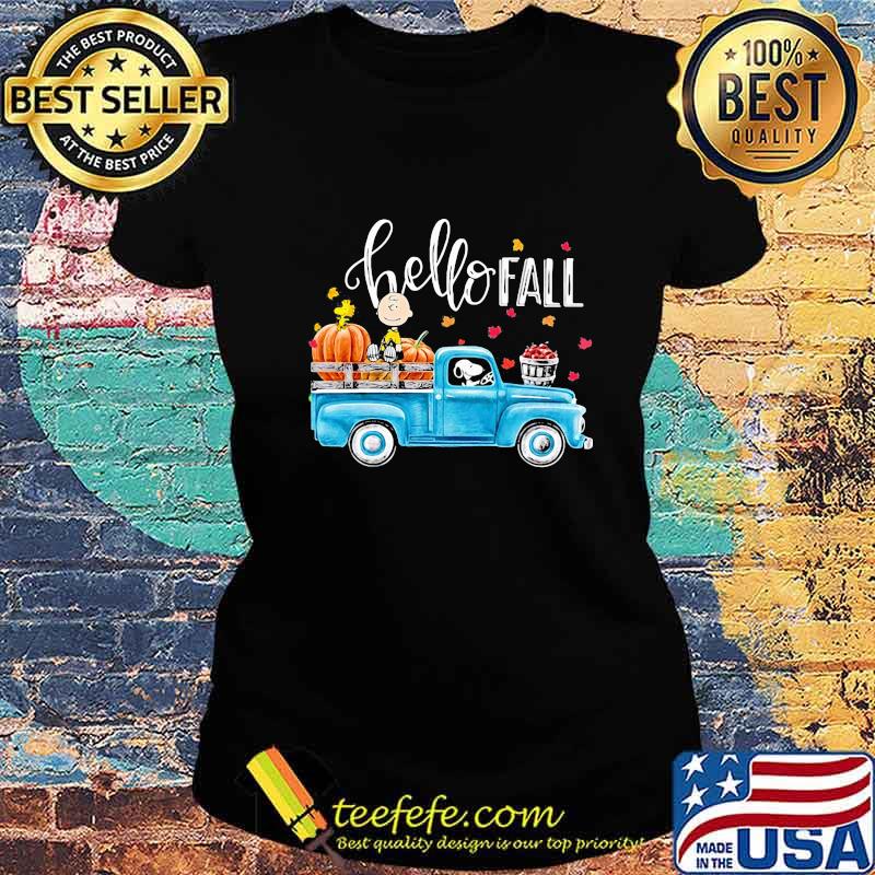 Hello fall the peanuts riding car s Ladies tee Hello fall the peanuts riding car s Ladies tee