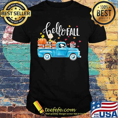 Hello fall the peanuts riding car shirt