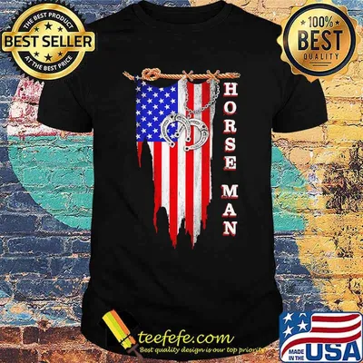 Horse Man Horseshoe American Flag Independence Day Shirt