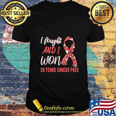 I Fought and I Won 20 Years Cancer Free Breast Cancer Ribbon T-Shirt