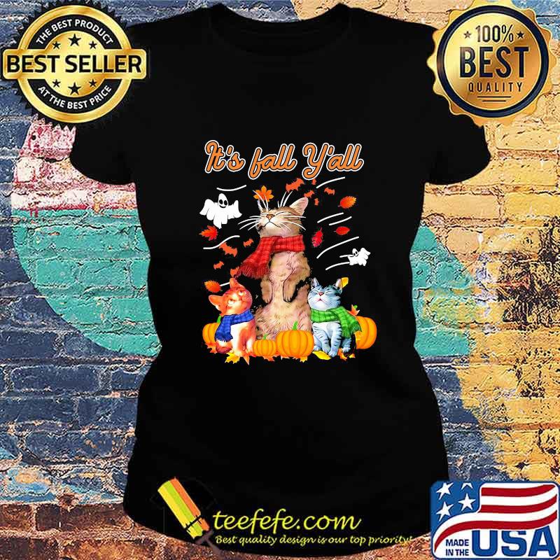 It's Fall Y'all Cats Pumpkin Halloween Shirt Ladies tee It's Fall Y'all Cats Pumpkin Halloween Shirt Ladies tee
