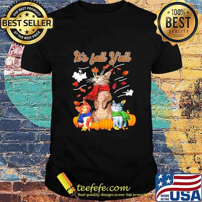 It's Fall Y'all Cats Pumpkin Halloween Shirt