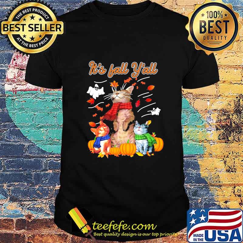 It's Fall Y'all Cats Pumpkin Halloween Shirt