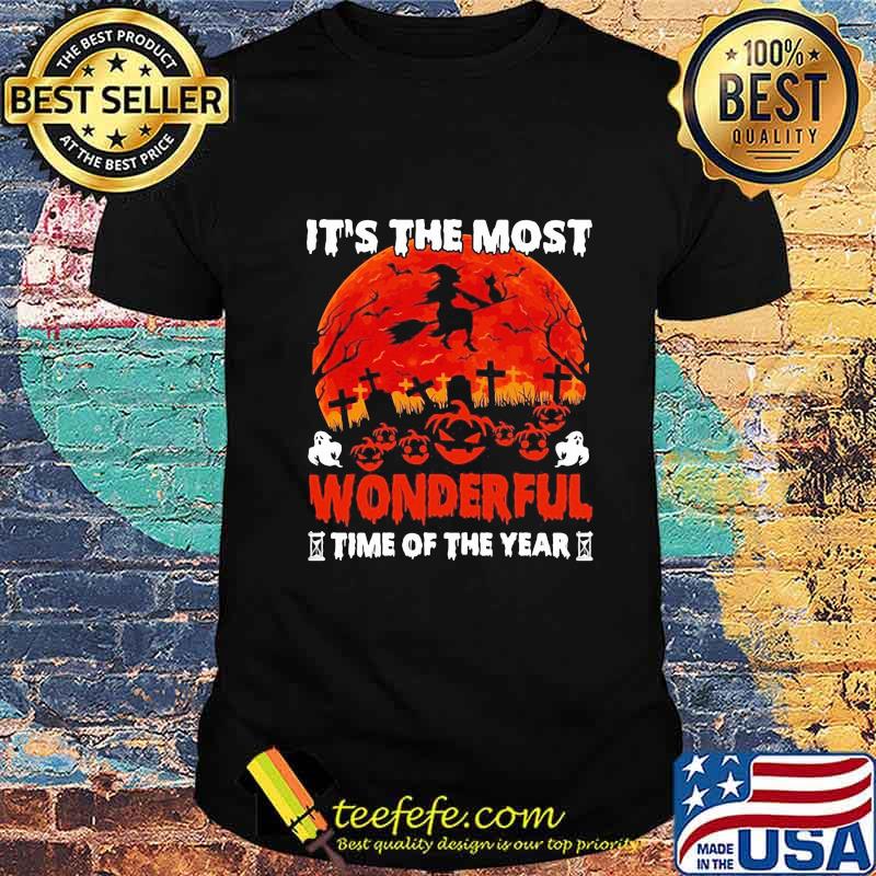 It's The Most Wonderful Time Of The Year Witch Black Cat Halloween Shirt