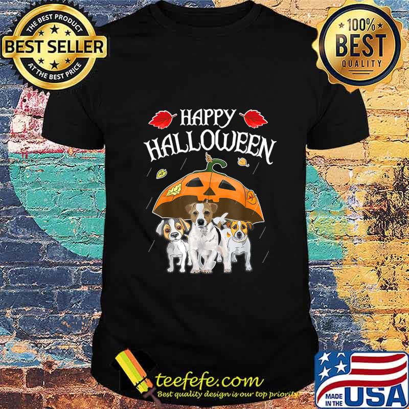Jack Russell Terriers In Scary Umbrella Rain Night Halloween T-Shirt Jack Russell Terriers In Scary Umbrella Rain Night Halloween T-Shirt