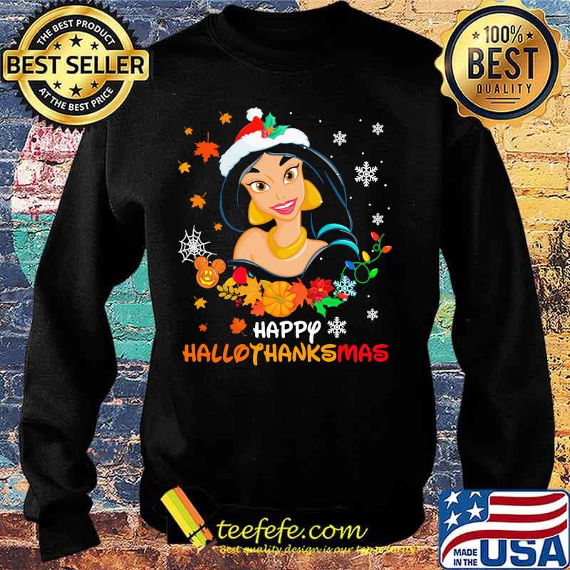 Jasmine happy hallothanksmas halloween thanksgiving christmas s Sweater Jasmine happy hallothanksmas halloween thanksgiving christmas s Sweater