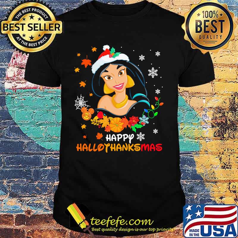 Jasmine happy hallothanksmas halloween thanksgiving christmas shirt Jasmine happy hallothanksmas halloween thanksgiving christmas shirt