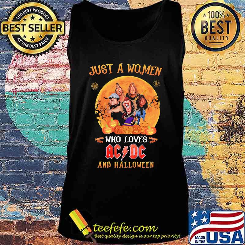 Just a woman who loves acdc and halloween pumpkins s Tank top Just a woman who loves acdc and halloween pumpkins s Tank top