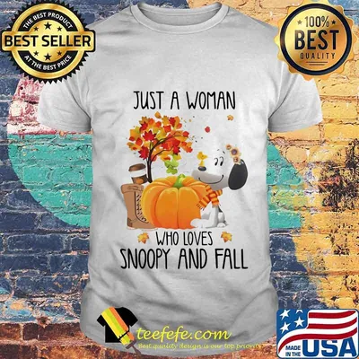 Just a woman who loves snoopy and fall pumpkin maple leaves shirt