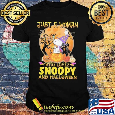 Just a woman who loves snoopy and halloween shirt