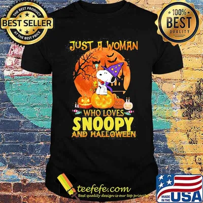 Just a woman who loves snoopy and halloween shirt