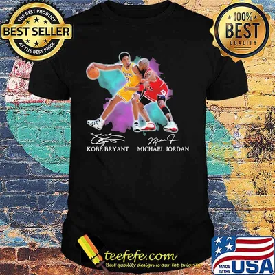 Kobe bryant michael jordan playing basketball together signatures shirt