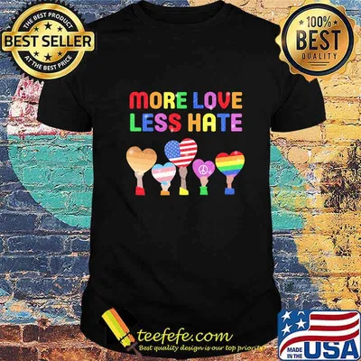LGBT heart more love less hate american hippie shirt