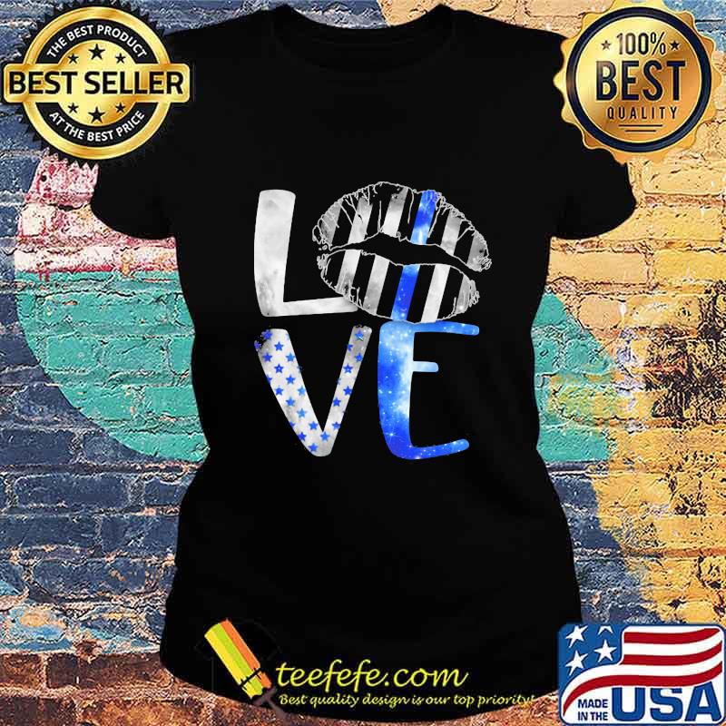 Lips love back the blue american flag s Ladies tee Lips love back the blue american flag s Ladies tee