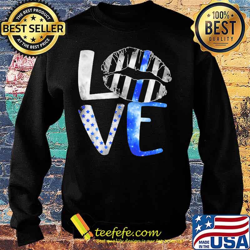 Lips love back the blue american flag s Sweater Lips love back the blue american flag s Sweater