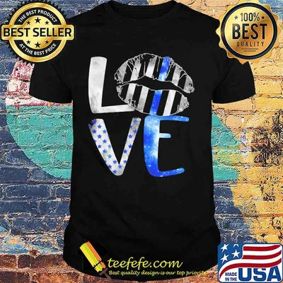 Lips love back the blue american flag shirt