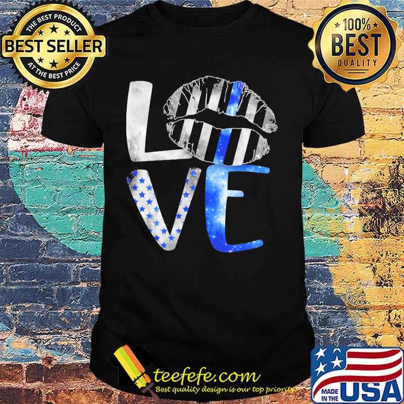 Lips love back the blue american flag shirt Lips love back the blue american flag shirt