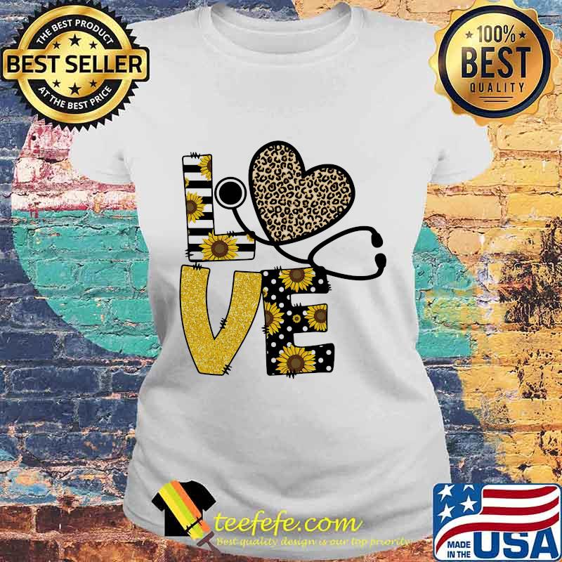 Love Stethoscope Sunflower Leopard Shirt Laides tee Love Stethoscope Sunflower Leopard Shirt Laides tee