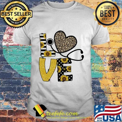 Love Stethoscope Sunflower Leopard Shirt
