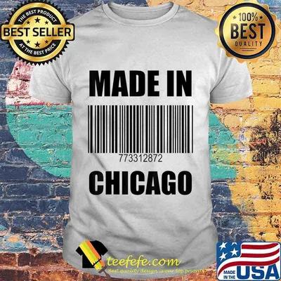 Made In Chicago Barcode With Numbers 773 312 872 Area Codes T-Shirt