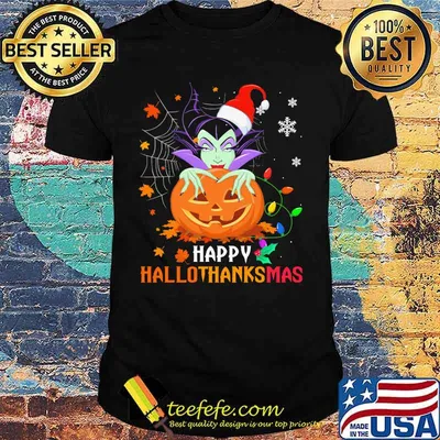 Maleficent happy hallothanksmas halloween thanksgiving christmas shirt