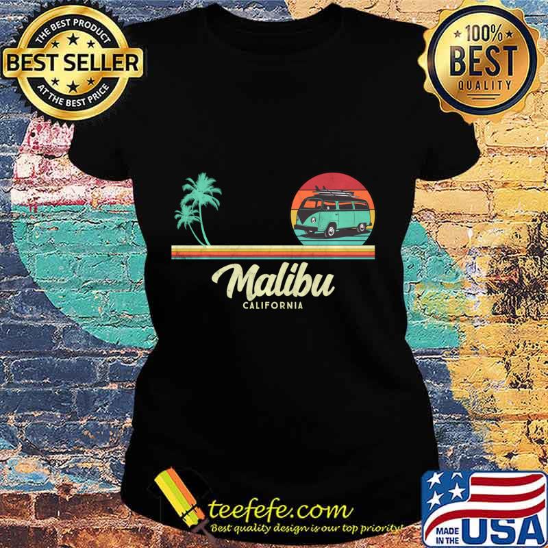 Malibu California Surf Beach Hippie Van Surfer Pullover s Ladies tee Malibu California Surf Beach Hippie Van Surfer Pullover s Ladies tee