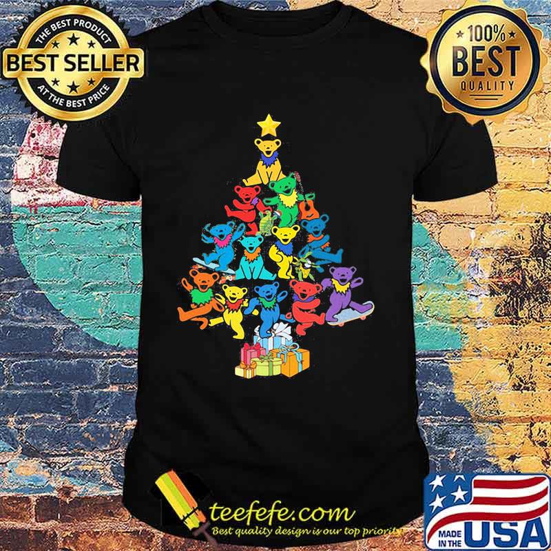 Merry christmas tree bears color shirt