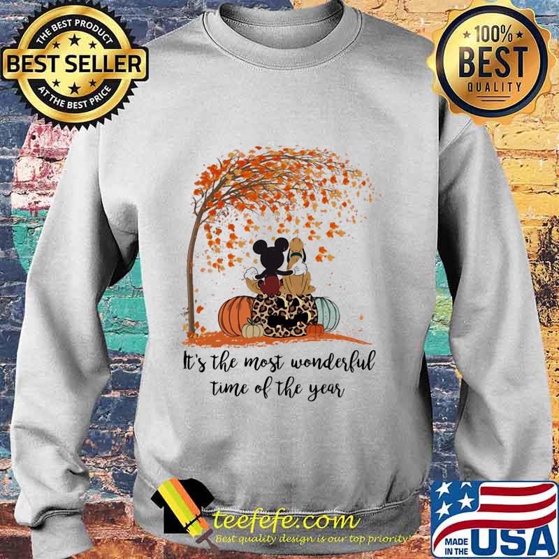 Mickey mouse and pluto it's the most wonderful time of the year leaves tree pumpkins leopard s Sweater Mickey mouse and pluto it's the most wonderful time of the year leaves tree pumpkins leopard s Sweater