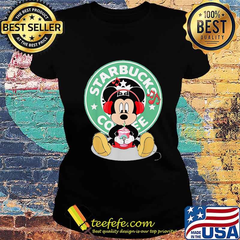 Mickey mouse drinking starbucks coffee logo s Ladies tee Mickey mouse drinking starbucks coffee logo s Ladies tee