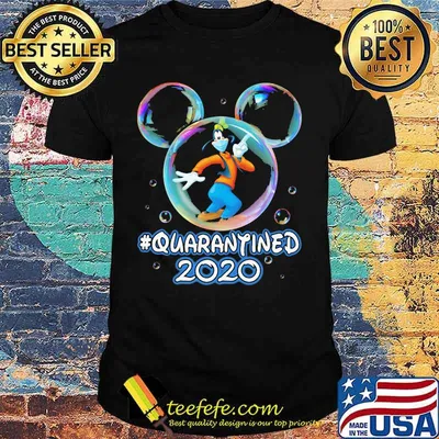 Mickey mouse goofy wear mask quarantined 2020 shirt