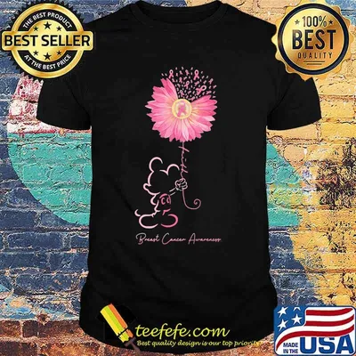 Mickey mouse holding sunflower breast cancer awareness shirt