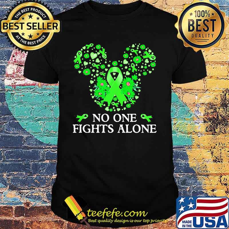 Mickey mouse no one fights alone flowers hearts shirt
