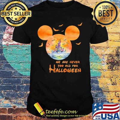 Mickey mouse we are never too old for halloween sunset shirt