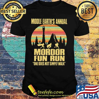 Middle earth's annual mordor fun run one does not simply walk vintage retro shirt