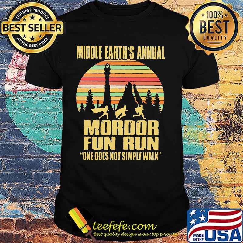 Middle earth's annual mordor fun run one does not simply walk vintage retro shirt