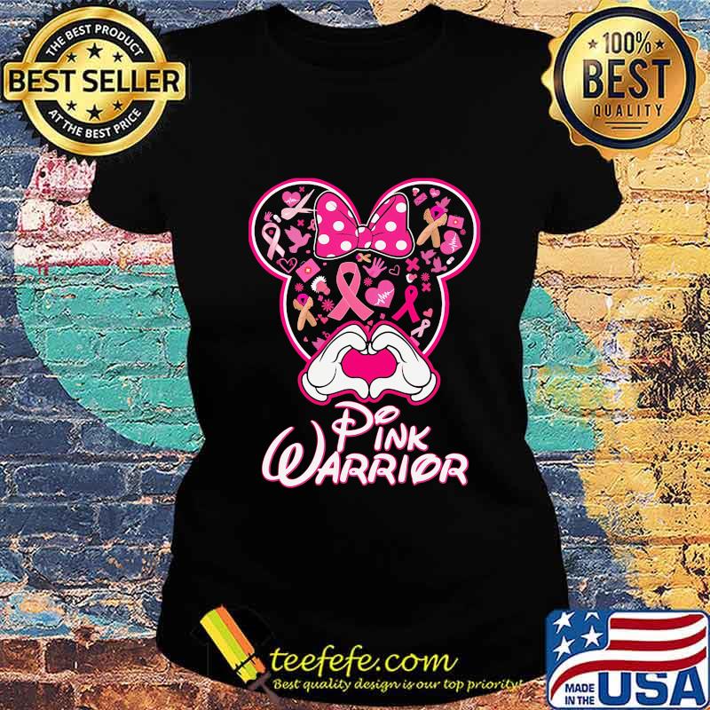 Minnie mouse pink warrior cancer awareness love heart s Ladies tee Minnie mouse pink warrior cancer awareness love heart s Ladies tee